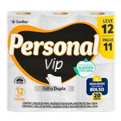 Papel Higiênico Personal Vip Neutro Folha Dupla Leve 12 Pague 11 Unidades