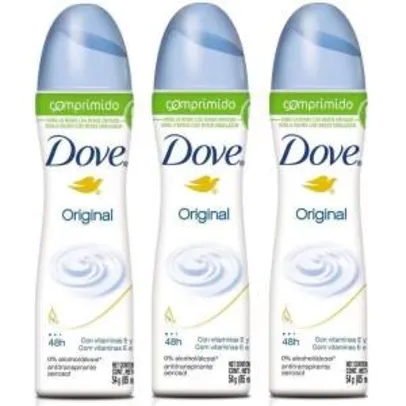 [EXTRA] Desodorante Comprimido Aerosol Dove Original 85ml - 3 Unidades - R$30