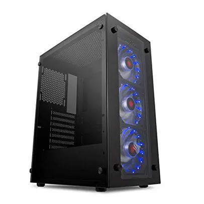 Gabinete Gamer Pichau Magpie Iii Lateral/frontal Vidro Led Azul, Pgma-03-blue