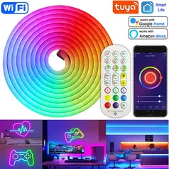 RGB Flexível LED Neon Strip Light, Tuya Smart Life, DC 12V, Fita LED 