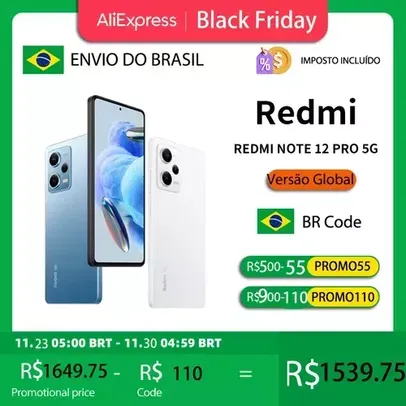 [Taxa Inclusa] Smartphone Xiaomi Redmi Note 12 Pro Câmera OIS, 5G, 8GB, 128GB, 120Hz- 67W