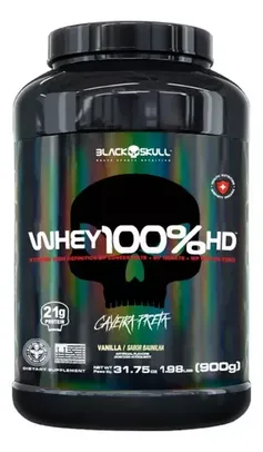 Whey 100% Hd Black Skull Pote 900g wpc Wpi E Wph Sabor Baunilha