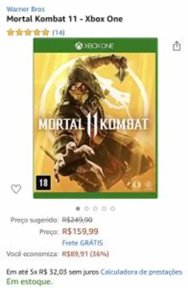 Mortal Kombat 11 - Xbox One por R$ 160