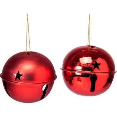 Kit Bolas Guizo em Metal Vermelha, 8 cm - 6 peças - Christmas Traditions | R$11