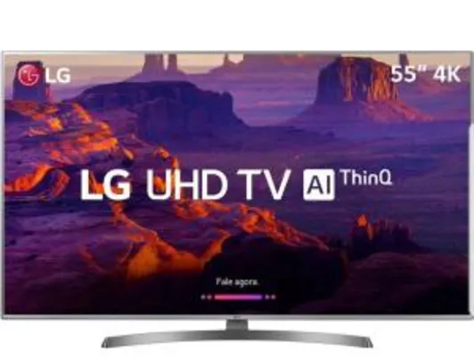 Smart TV LED LG 55" 55UK6530 Ultra HD 4k com Conversor Digital 4 HDMI 2 USB Wi-Fi Dts Virtual X Sound Sync 60Hz Inteligencia Artificial - Prata - R$ 3114