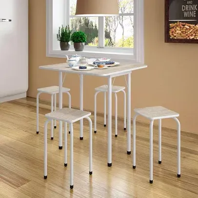 conjunto de mesa de cozinha dobrável com 4 lugares asti branco e narita - Branco