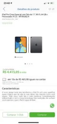 iPad Pro Cinza Espacial 11", Wi-Fi, 64 GB | R$4.415