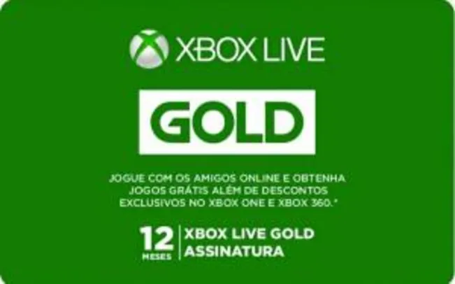 [AME R$180] Assinatura Xbox Live Gold (Código digital) 12 Meses - R$200