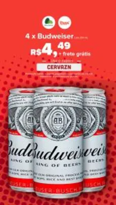 [Rec] 4 x Budweiser 269mL por 4,49 + frete grátis