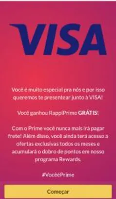 [Usuários Selecionados] Rappi Prime Grátis com Visa