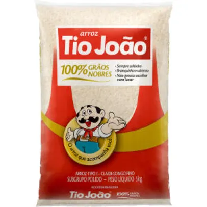 [2 Pacotes] Arroz Branco Tio João Tipo 1 100% Grãos Nobres 5kg | R$32