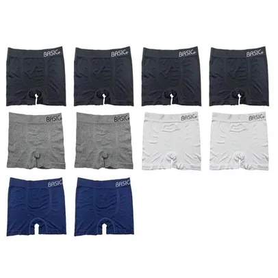 (AME SC R$ 8) Kit com 10 Cuecas Boxer sem Costura Lisa - BASIC