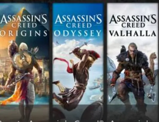 Pacote Assassin's Creed: Valhalla, Odyssey e Origins | R$266