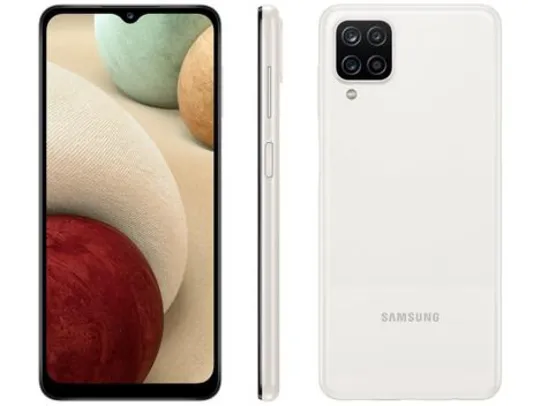 Smartphone Samsung Galaxy A12 64GB Branco 4G - Octa-Core 4GB RAM 6,5” Câm. Quádrupla + Selfie 8MP 