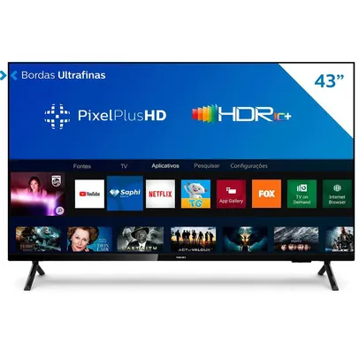 Smart TV PHILIPS 43" LED FHD 43PFG6825/78, Wi-Fi Integrado, USB, HDMI 