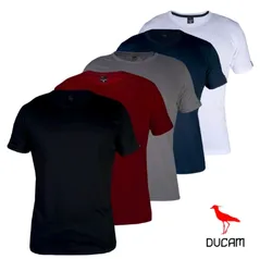 Kit 5 Camisetas Masculina Lisas Algodão 100% Confortável Academia Ducam 10 Cores Sortidas