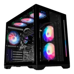 Gabinete Gamer Kmex Space x Cg-412a Vidro Temperado Fita Led Rgb Frontal Sem Fonte e Fan Cg412arh001cbox