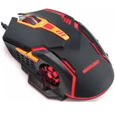 Mouse Gamer Dpi 2400 Preto/Laranja Multilaser - MO270 | R$30