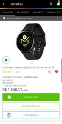 Saindo por R$ 1348,11: [à vista] Galaxy watch active 2 BT | Pelando