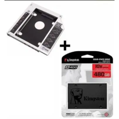 [AME R$308] SSD Kingston 480gb Sata 6gbs 2.5 Pol A400 + Caddy 12.7mm