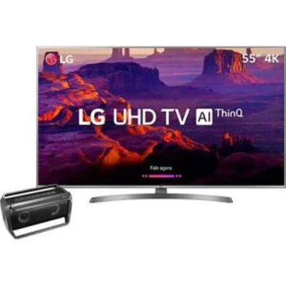 Smart TV LED 55'' Ultra HD 4K LG 55UK6530  IPS Inteligencia Artificial ThinQ AI WI-FI, Quad Core e HDR10Pro +Lg Speaker Pk5 20w