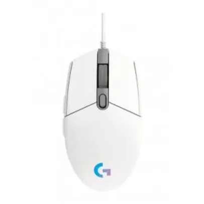 Mouse Gamer Logitech G203 Lightsync RGB, 6 Botões Programáveis, 8000 DPI, White, 910-005794 R$130
