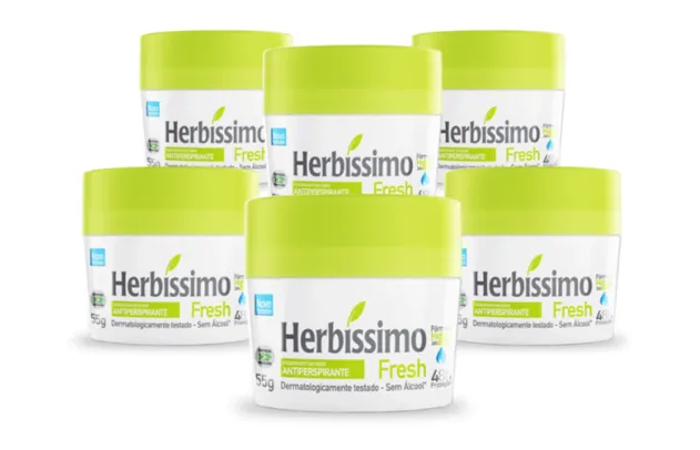 Kit Desodorante Creme Antitranspirante Fresh Herbissimo 55G com 6 unidades