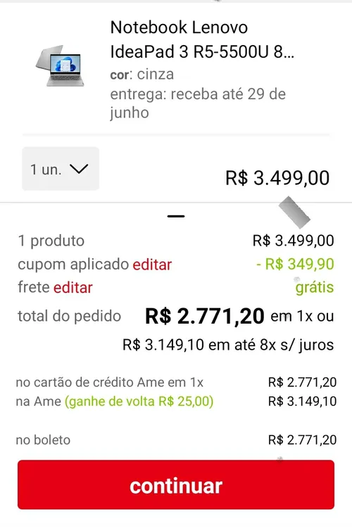 Imagem na descrição da promoção