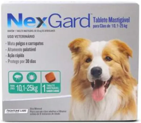 [Prime] Antipulgas e Carrapatos Merial Nexgard Cães de 10 a 25kg | R$ 90
