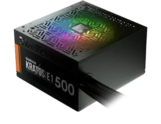 Fonte Gamdias, Kratos E1, 500W, ADD-RGB, 80% Eficiência