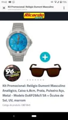 Relógio Dumont Masculino Analógico, Caixa 4,8cm, Prata, Pulseira Aço, Metal - Modelo Du6P29Acf/3A + Óculos de Sol, UV, marrom