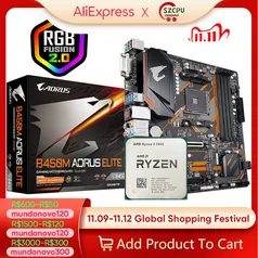 Processador Amd Ryzen 5 5600 + Placa mãe Ga B450m Aorus Elite Socket Am4 