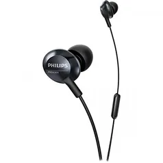 Fone de ouvido Philips com alta definição de som Hi-Res e microfone no cabo na cor preto PRO6305BK/0