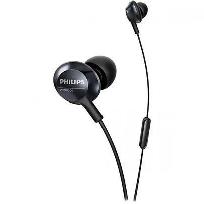 Fone de ouvido Philips com alta definição de som Hi-Res e microfone no cabo na cor preto PRO6305BK/0