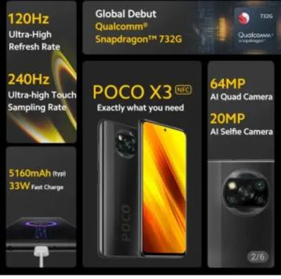 Smartphone Xiaomi Poco x3 NFC | R$1.225