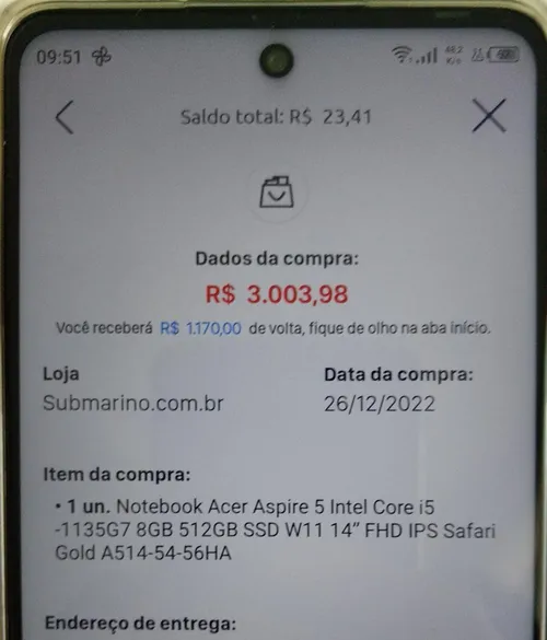 Imagem na descrição da promoção