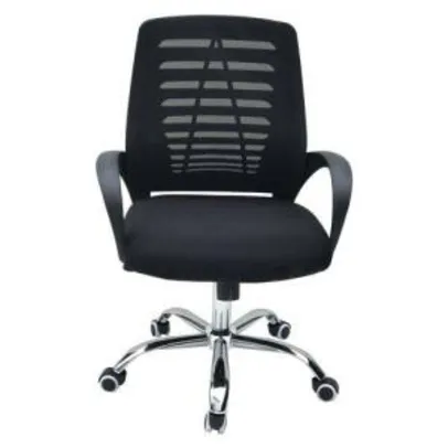 Cadeira diretor encosto telado, detalhe em v, pés cromados - preta - ut5b008pt - R$150