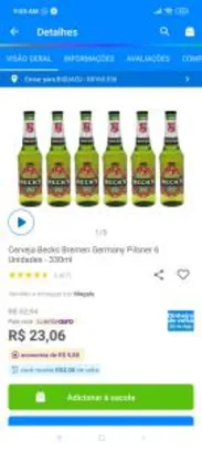 [CLIENTES OURO] Cerveja Becks Bremen Germany Pilsner 6 Unidades - 330ml | R$19