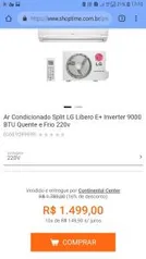 Ar Condicionado Split LG Libero E+ Inverter 9000 BTU Quente e Frio 220v por R$ 1499