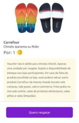[App Meu Carrefour] Par de Chinelos Rider ou Ipanema | 1 Moeda