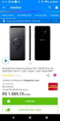 Smartphone Samsung Galaxy S9+ 128GB 4G - 6GB RAM - R$1890