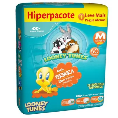 Fralda Looney Tunes Hiper M 60 Unids