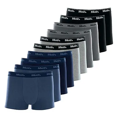 Kit 10 Cuecas Boxer Cot Ela Bord, Mash, Masculino, Azul Marinho/Azul Jeans Escuro/Cinza/Cinza Mescla/Preto, M