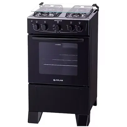 Fogão Atlas 4 Bocas Mônaco Plus com Mesa de Inox e Acendimento Automático Bivolt – Preto 