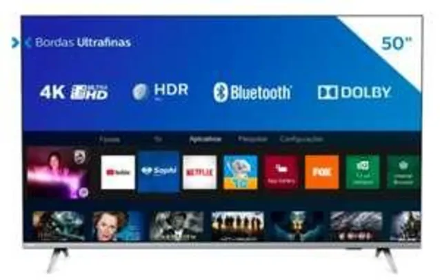[Reembalado] Smart TV LED 50'' Philips 50PUG6654/78 Ultra HD 4k, | R$ 1900