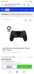 Controle sem Fio Dualshock 4 Sony PS4 - Preto R$196