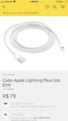 Cabo lightning Apple 2M | R$79