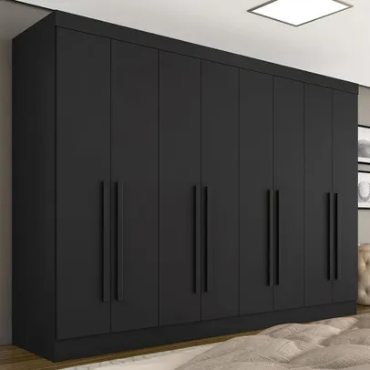 [Ame R$665,61]Guarda Roupa Casal Mayra 8 Portas Preto Fosco - Moveis Arapongas