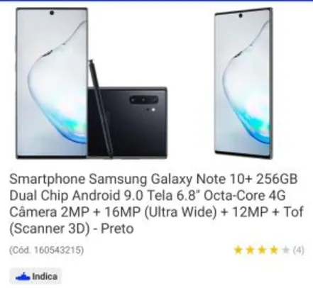 [AME - R$3239,28] Galaxy Note 10+ 256GB Dual Chip R$ 4049