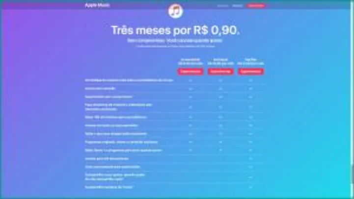 [Novos Usuários] Apple Music - R$0,90 por 3 meses